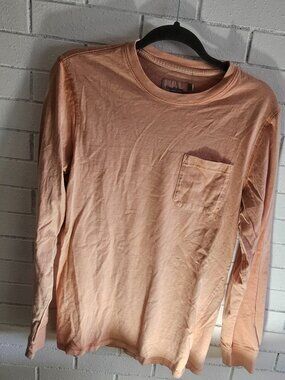 Goodfellow Lt. Pink/coral colored Long Sleeve pocket t-shirt. Coral color size M